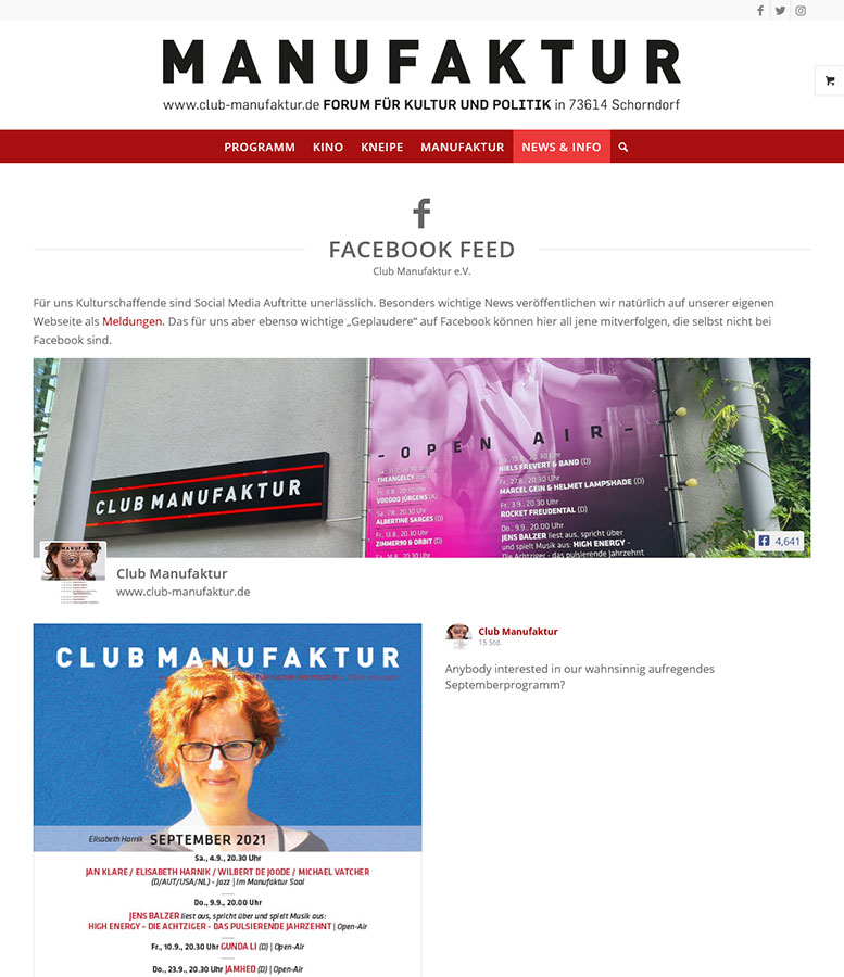 Facebook Feed auf eigener Homepage