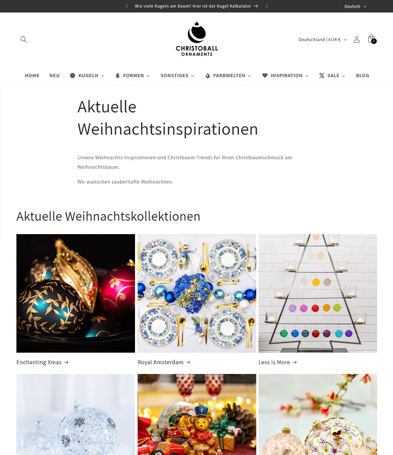 shopify christoball webshop Inspriation